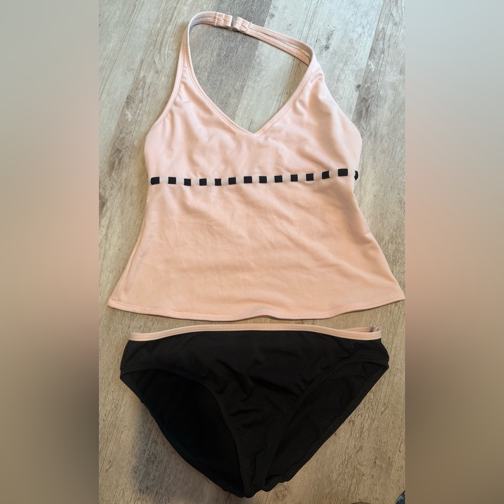 Merona Pink and Black Chemise Set with V-Neckline tankini